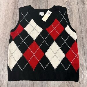 Francesca’s: NWT Argyle Ribbed Knit Vest. Size XS